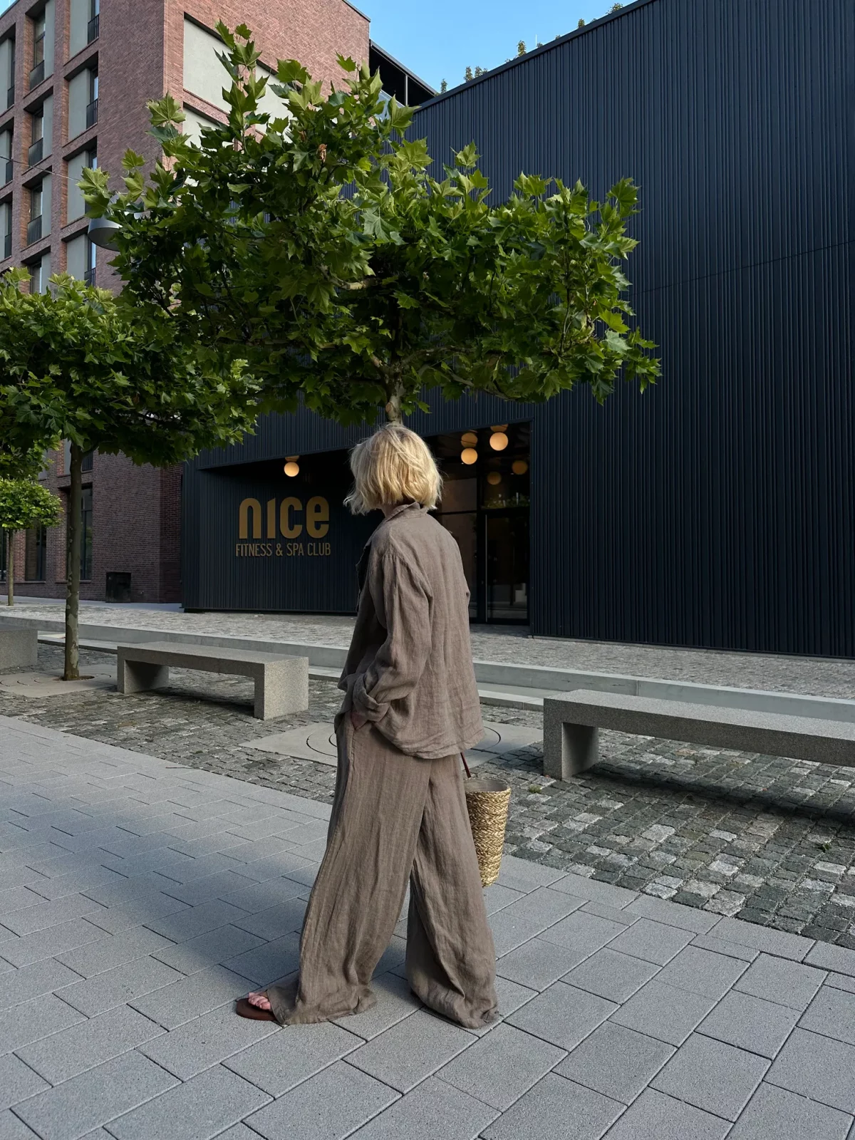Oversize-Leinenblazer in Cappuccino