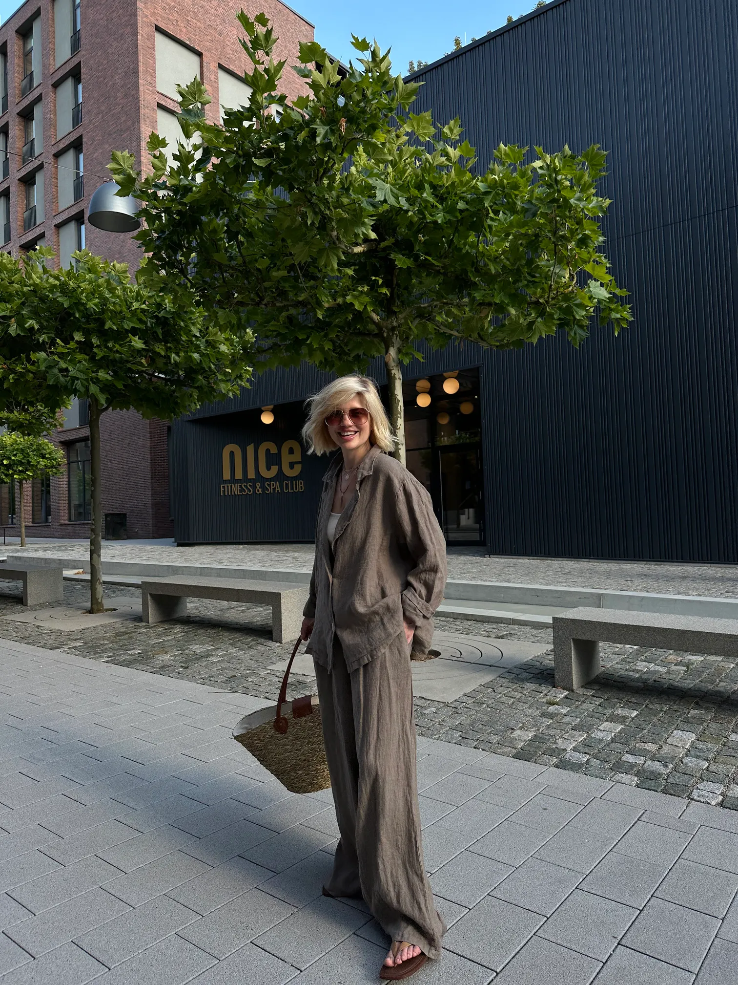 Oversize-Leinenblazer in Cappuccino