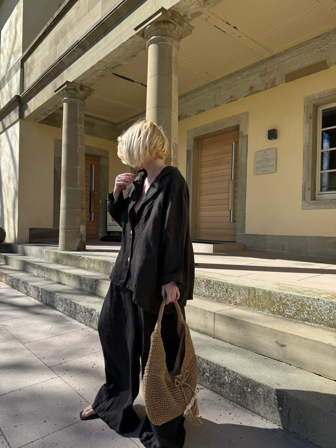 Oversize-Leinenblazer in Graphit