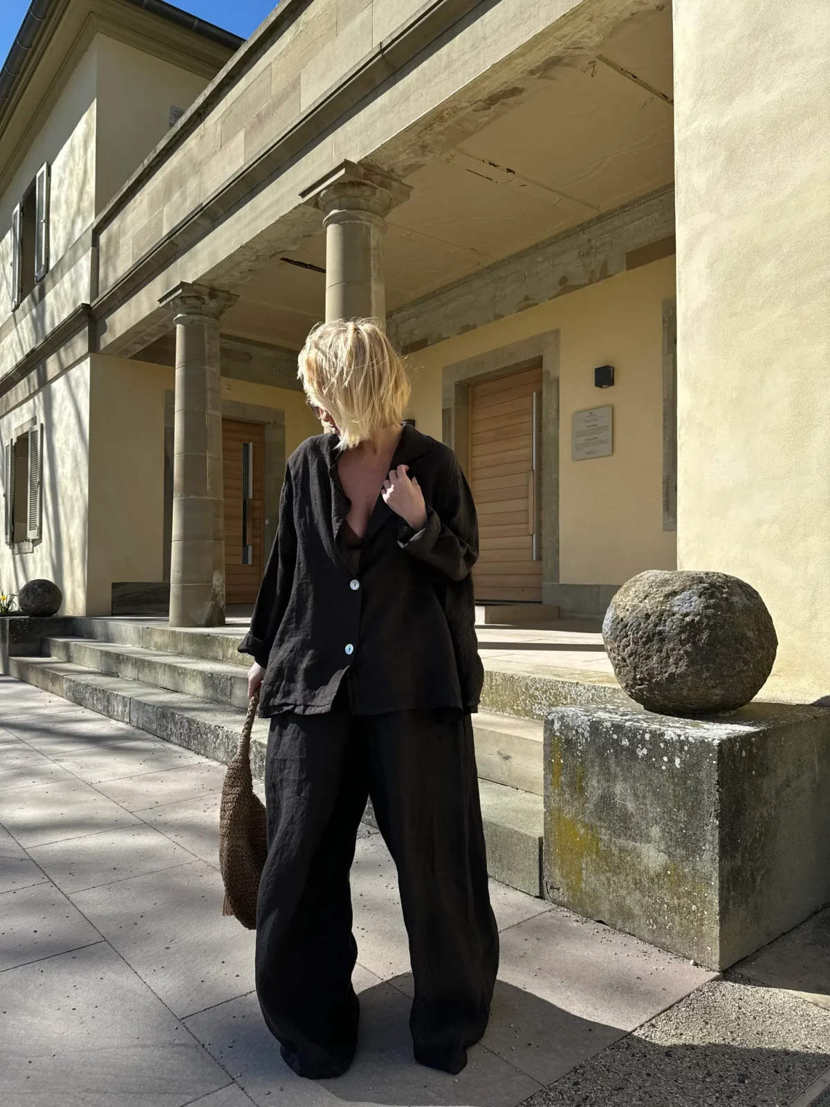Oversize-Leinenblazer in Graphit
