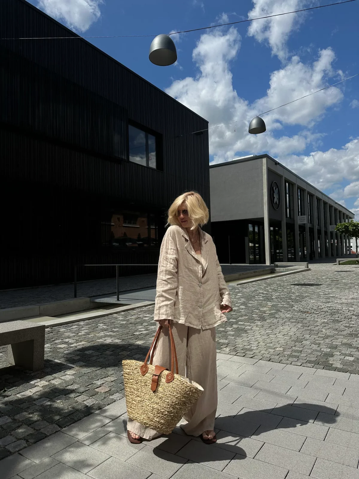 Oversize-Leinenblazer in Beige