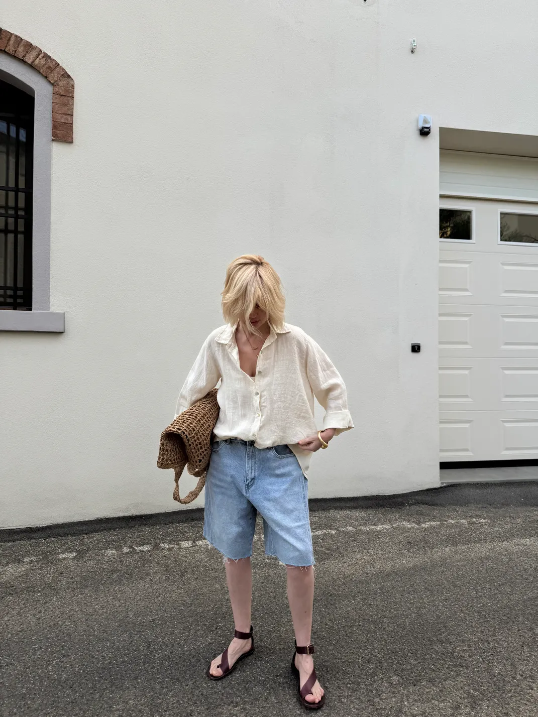 Jeans-Bermudashorts in Hellblau