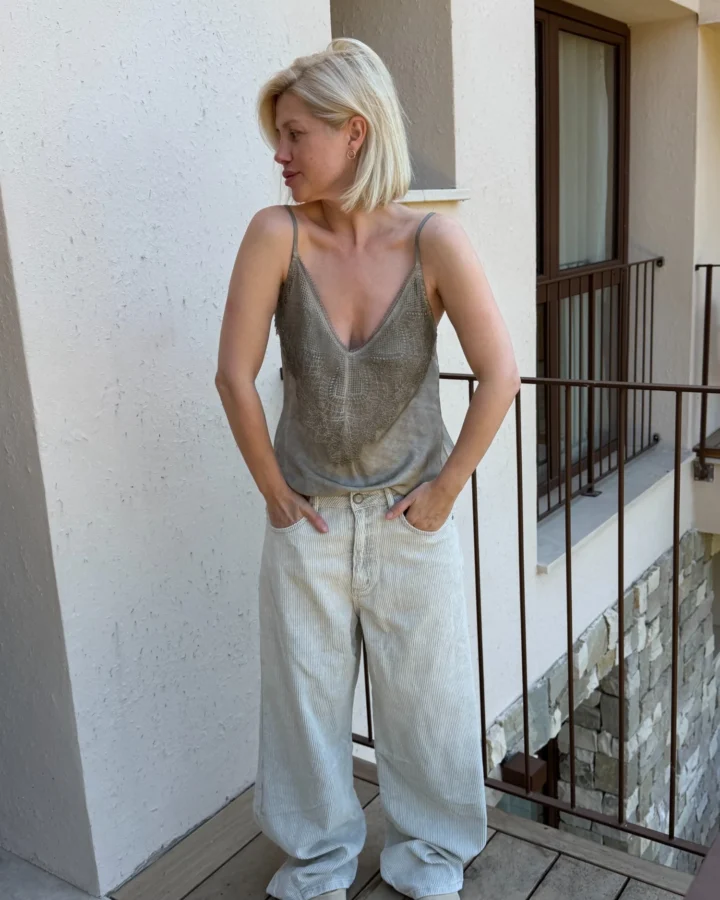 Oversize-Cordhose - Hellgrau